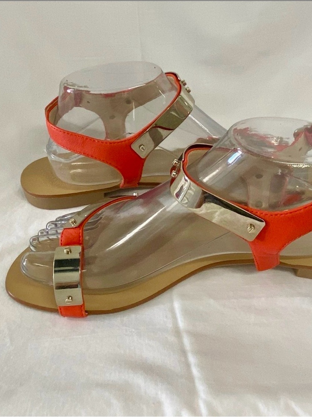 Vince Camuto Orange Sandals with Gold Metal Accents 9.5 - Picture 6 of 9